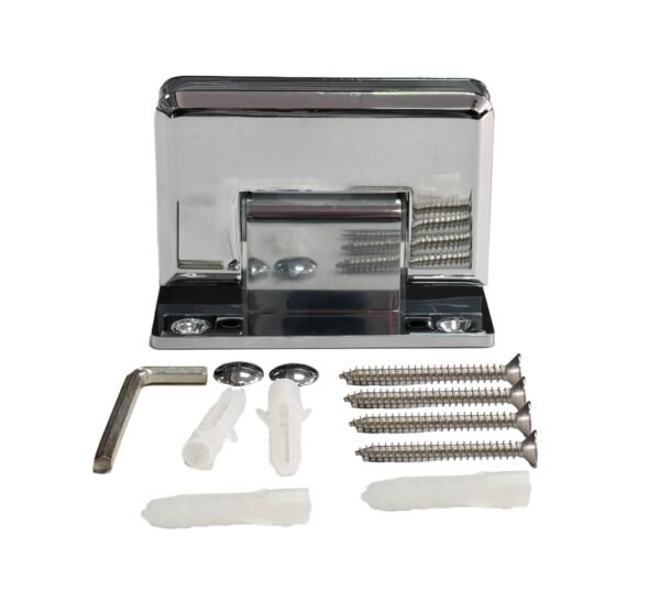 BISAGRA PARED VIDRIO 90° CENTRADA BISELADA CROMADA ACERO INOX 304 1002100