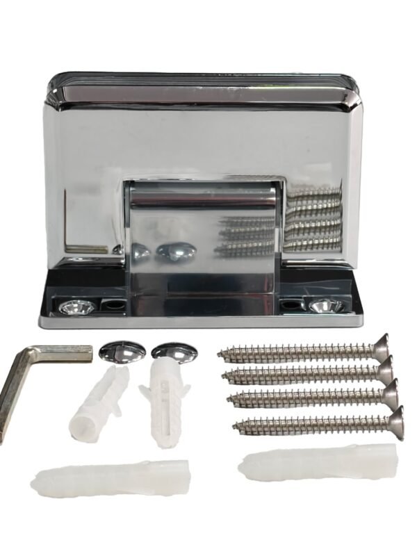 BISAGRA PARED VIDRIO 90° CENTRADA BISELADA CROMADA ACERO INOX 304 1002100