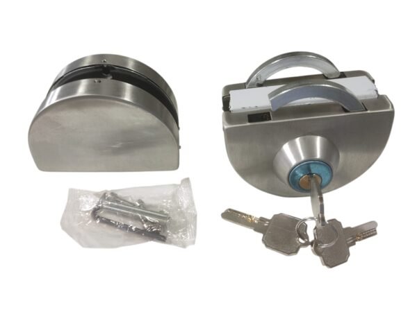 Cerradura de Aplicar para Puerta Doble de Vidrio de 10 a 12mm (V/V) Llave + Pasador - FG-101A