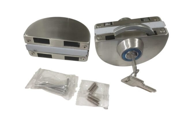 Cerradura de Aplicar para Puerta Doble de Vidrio de 10 a 12mm (V/V) Llave + Llave - FG-102A