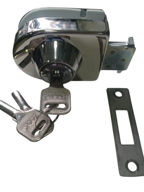 FG107B CERRADURA DE APLICAR PARA PUERTA SIMPLE DE VIDRIO DE 10 A 12MM LLAVE-PASADOR CORREDIZA TERM SATINADO Cerradura de Aplicar para Puerta Simples de Vidrio de 10 a 12mm (P/V) Llave + Pasador - FG-107B