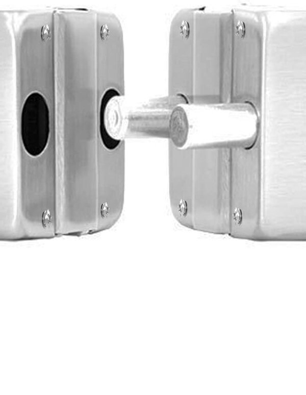 FG108A CERRADURA DE APLICAR PARA PUERTA DOBLE DE VIDRIO 10 A 12MM VIDRIO-VIDRIO LLAVE-PASADOR ACERO INOX SATINADO Cerradura de Aplicar para Puerta Doble de Vidrio de 10 a 12mm (V/V) Llave + Pasador - FG-108A