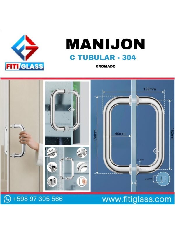 MANIJON C TUBULAR CROMADO 178X152X25MM 304 1047646