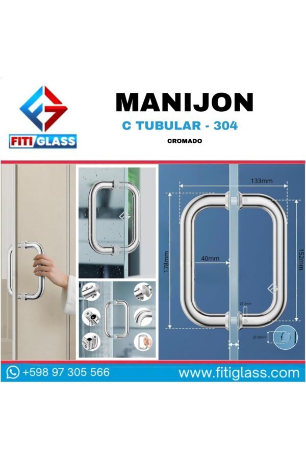 MANIJON C TUBULAR CROMADO 178X152X25MM 304 1047646