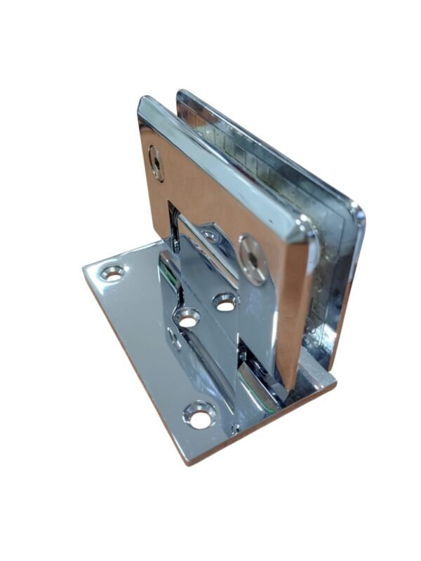 BISAGRA PARED VIDRIO 90° DEFASADA 3 POSICIONES ZAMAC CROMADA BISELADA 1002083