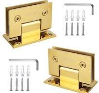 BISAGRA PARED VIDRIO 90° CENTRADA BISELADA DORADA ACERO INOX 304 1002077