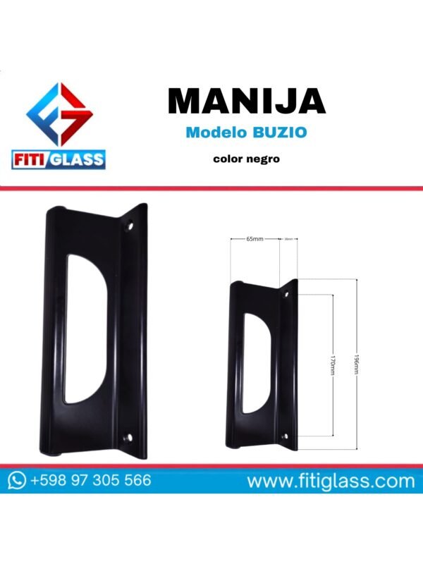 MANIJA BUZIO NEGRA DE ALUMINIO 196MM C/TORNILLO 1056167
