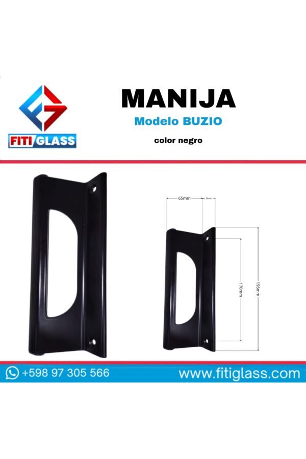 MANIJA BUZIO NEGRA DE ALUMINIO 196MM C/TORNILLO 1056167