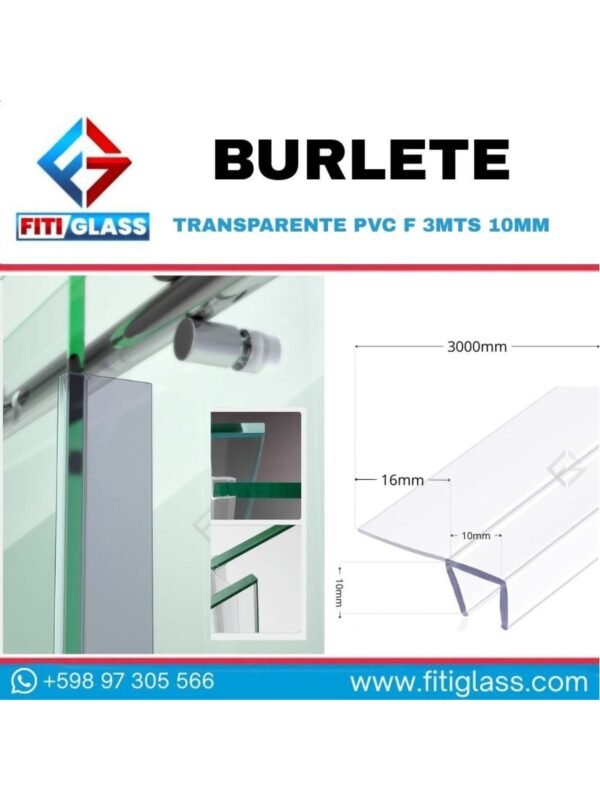 BURLETE TRANSPARENTE PVC H 3MTS 10MM - 1055434
