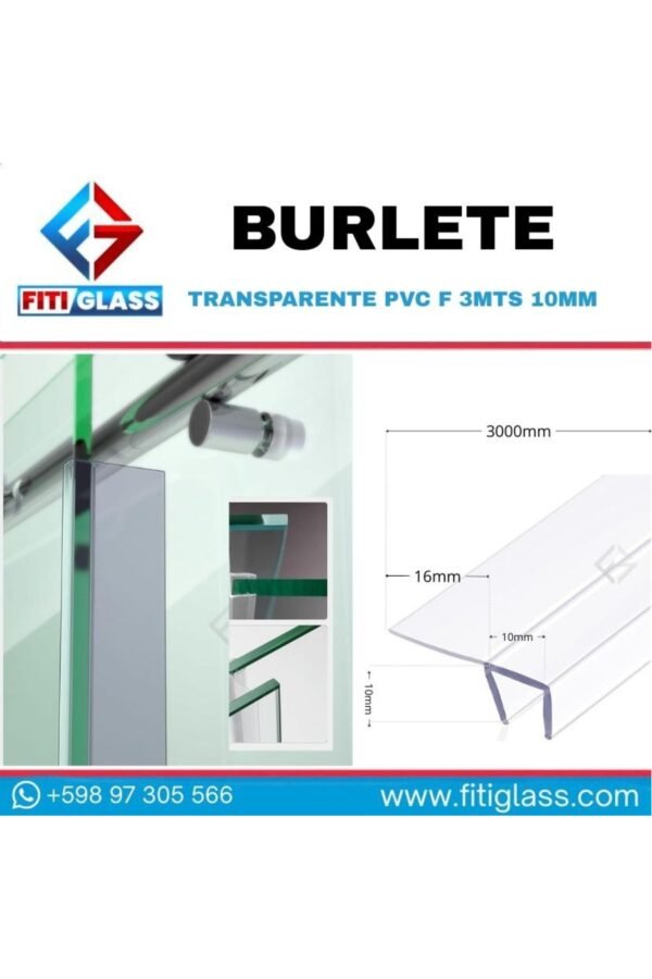BURLETE TRANSPARENTE PVC H 3MTS 10MM - 1055434