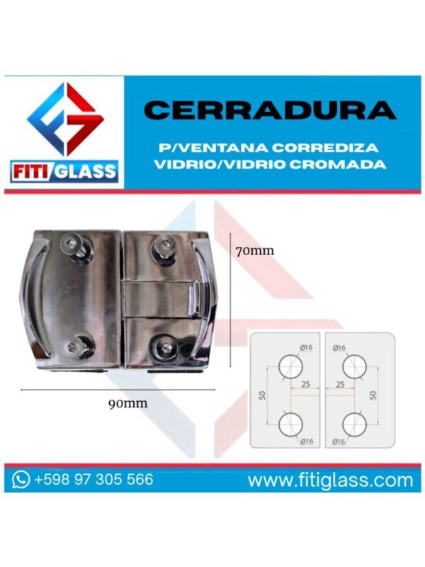 CERRADURA P/VENTANA CORREDIZA CROMADA 1078851